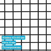 Антидроновая сетка 40х40 4 мм полипропиленовая черная безузловая
