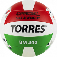 Волейбольный мяч Torres BM400 р.5 V32015 белый-красный-зеленый